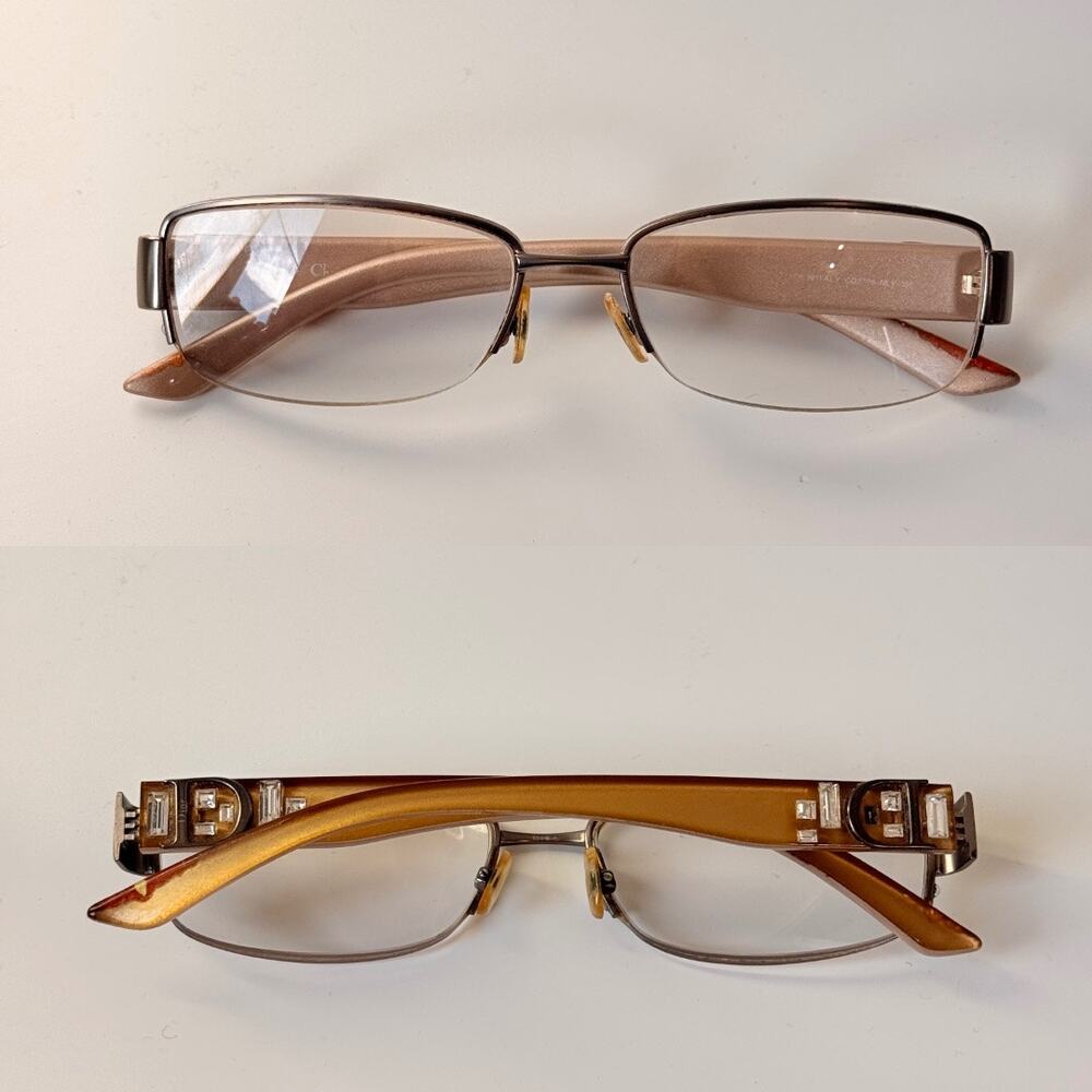 Christian Dior RARE Gold Baguette Jeweled CD3706 NLY 135 Eyeglasses Bella Hadid‎